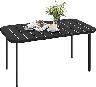 Outsunny Beistelltisch Balkontisch aus Stahl Rechteckig Kaffeetisch wetterfest Gartentisch Couchtisch pflegeleicht Outdoor Tisch für Balkon Garten Terrasse Veranda Wohnzimmer, 90x50x43 cm Schwarz