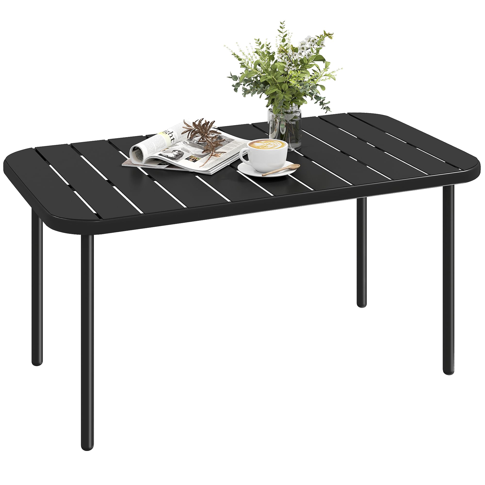 Outsunny Table Basse de Jardin en Acier Galvanisé 90x50x43cm Noir