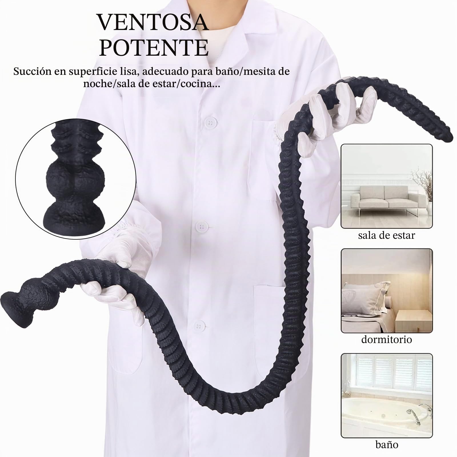 AMAZBEE AnalPlugs extra lunghi con ventose Butt Plugs in silicone per la dilatazione anale e vaginale Dildo anali filettati per la stimolazione della prostata e del punto G (L)
