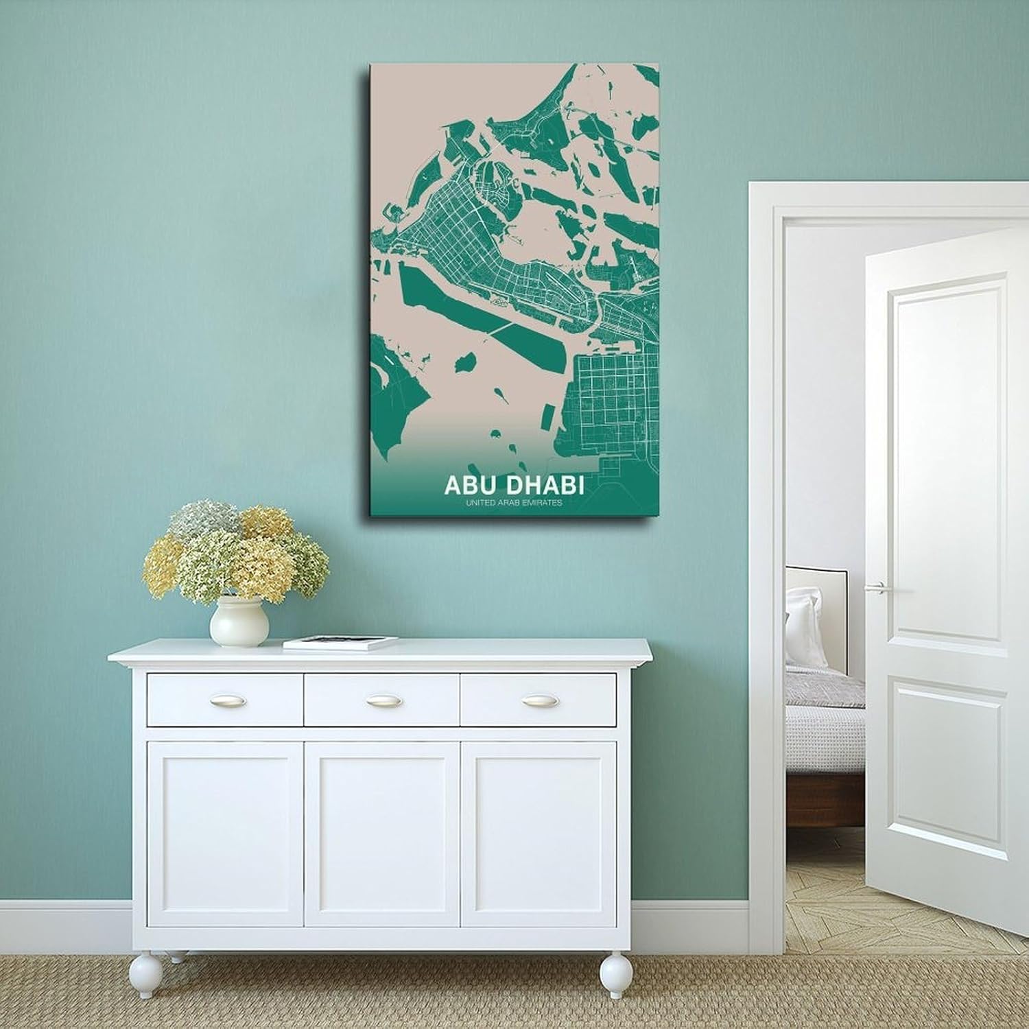 Abu Dhabi United Arab Emirates Map Poster Colorful Hometown City Print Poster Bedroom Decor Sports Landscape Office Room Decor GiftFrame 20x30inch