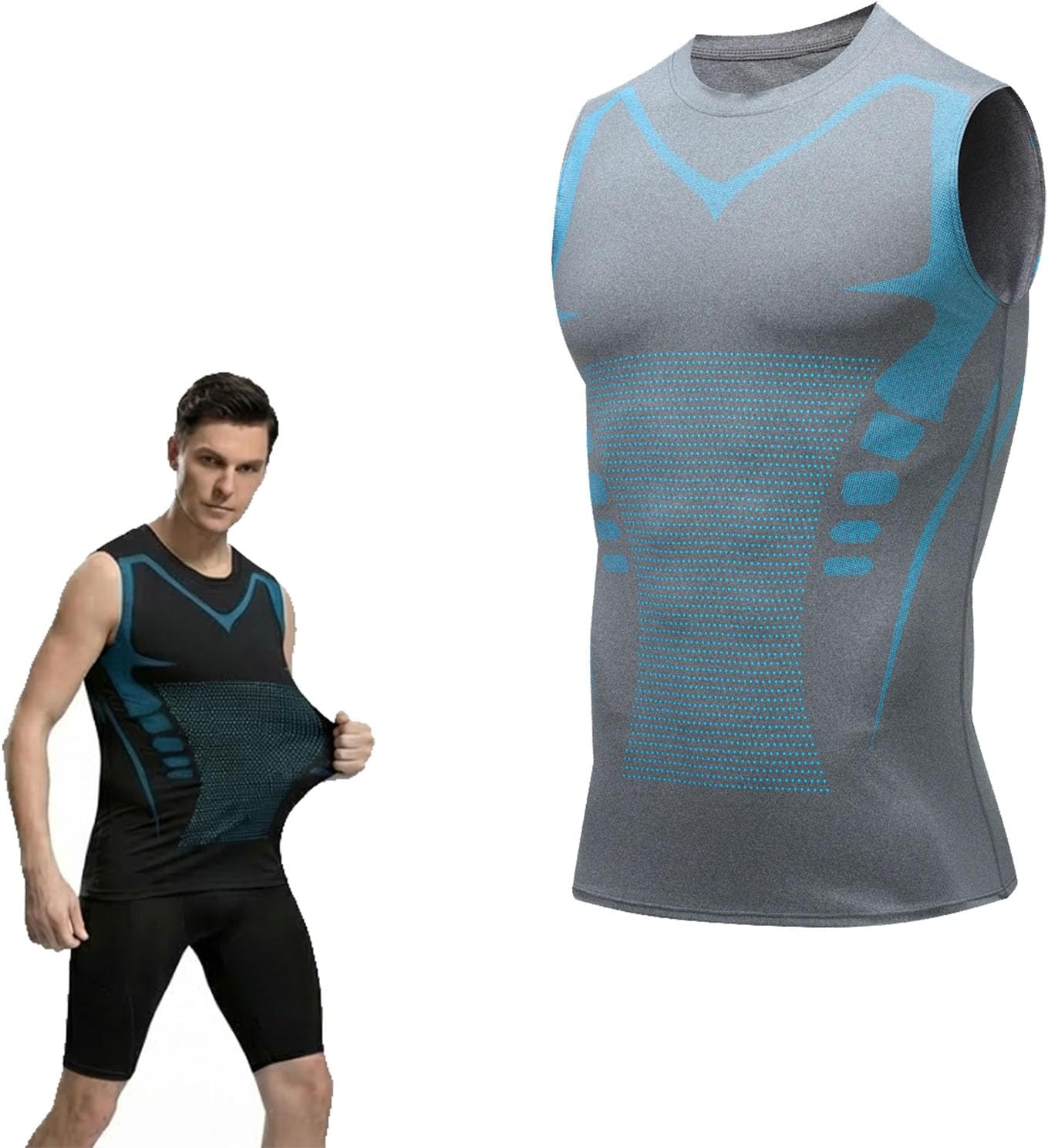 Compression Shirt Men, Shaping Sleeveless Vest, Men Sport Running Moisture Wicking Dry Fit Breathable Sleeveless Gym Shirt