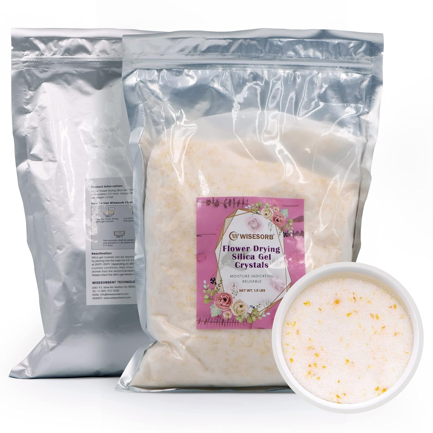Wisesorb Silica Gel Flower Drying Crystals, 2LBS Orange to Green Color
