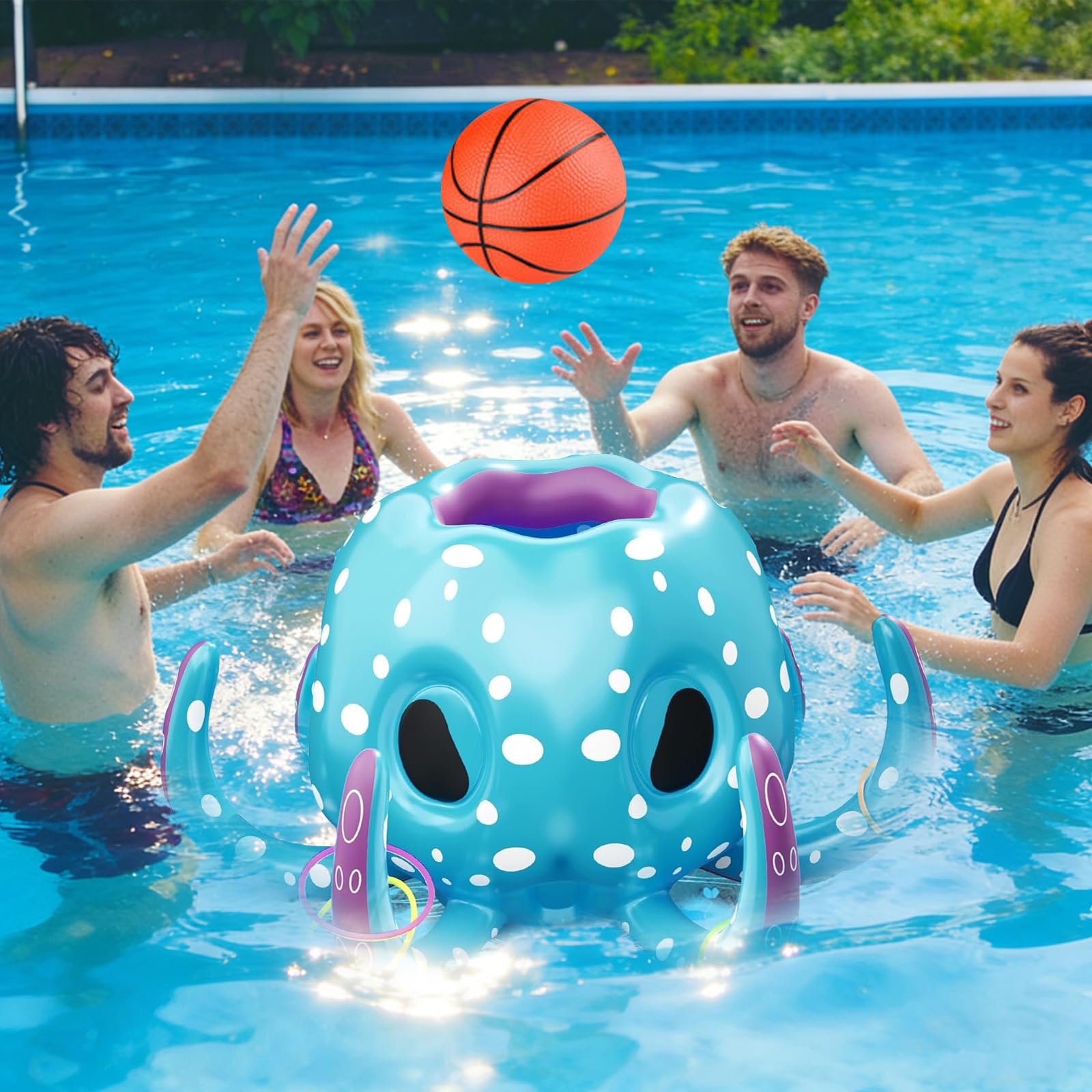 Baloncesto Flotante para Piscinas,Juguetes de Baloncesto para Piscina,Baloncesto de Flotador Hinchable,Canasta de Baloncesto para Piscina,Juguete acuático,para Piscinas de Verano y Playa