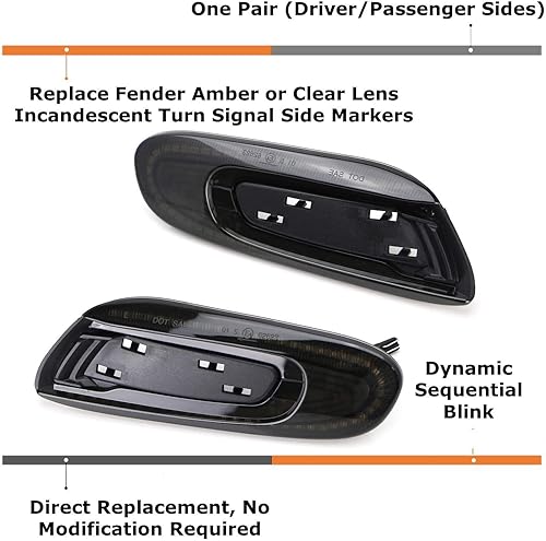 Miniatura 2 de iJDMTOY Kit de luz de marcador lateral para guardabarros LED intermitente secuencial con lente ahumada europea, compatible con Mini Cooper F55 F56