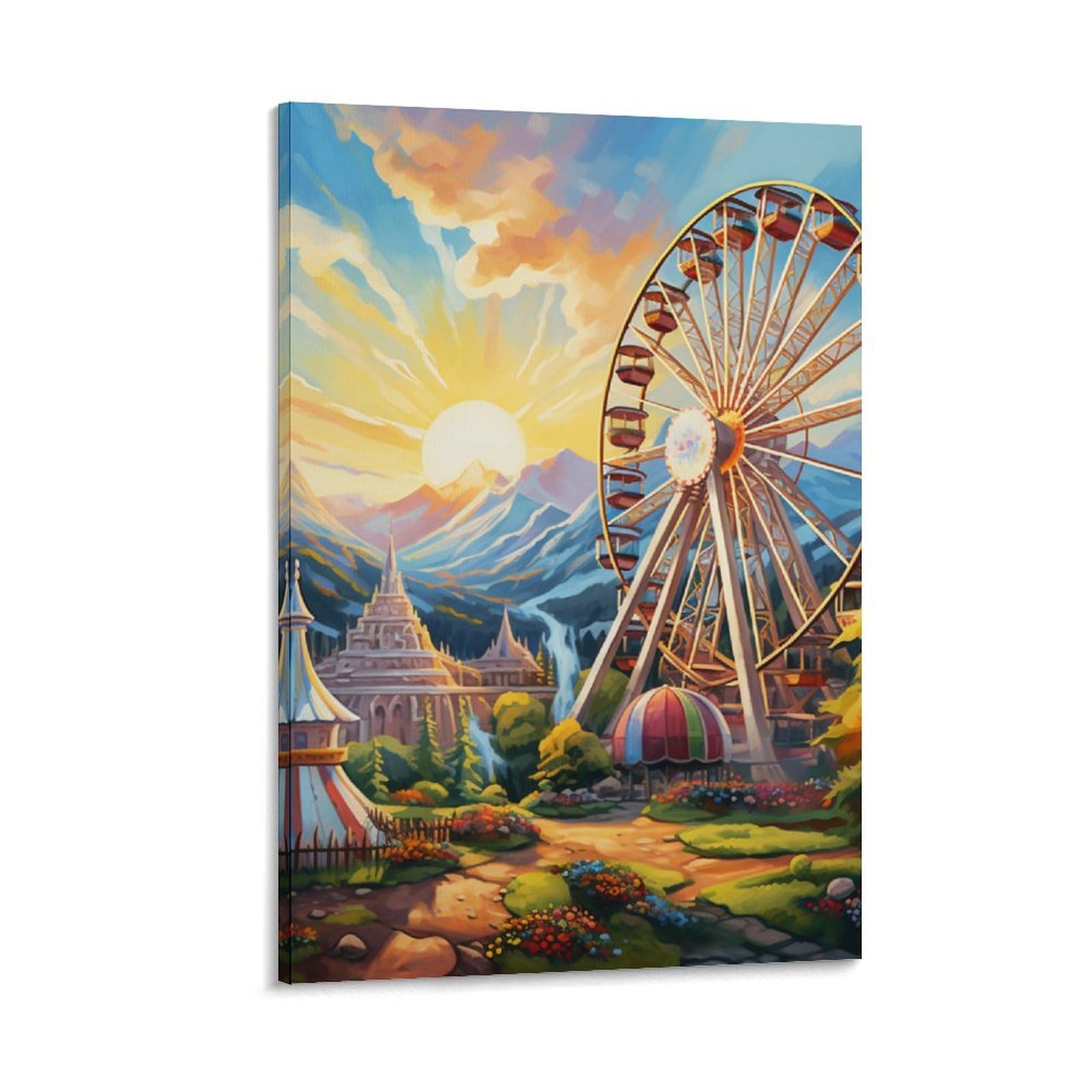 DHBANEIOK Ferris Wheel Print, Canvas Wall Art, Pictures for Living Room And Bedroom, Prints for Special Occasions 20x30inch(50x75cm)