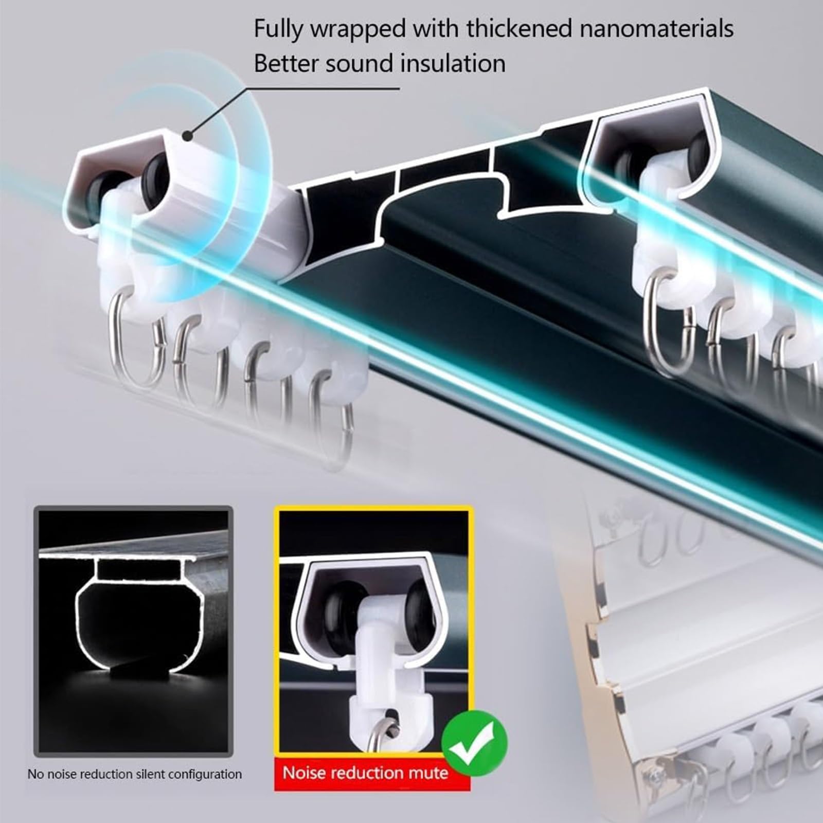 Kit di guide scorrevoli in alluminio, 230 cm, profilo bianco, struttura in acciaio, design Detive per una decorazione della casa liscia Ele (champagne h)