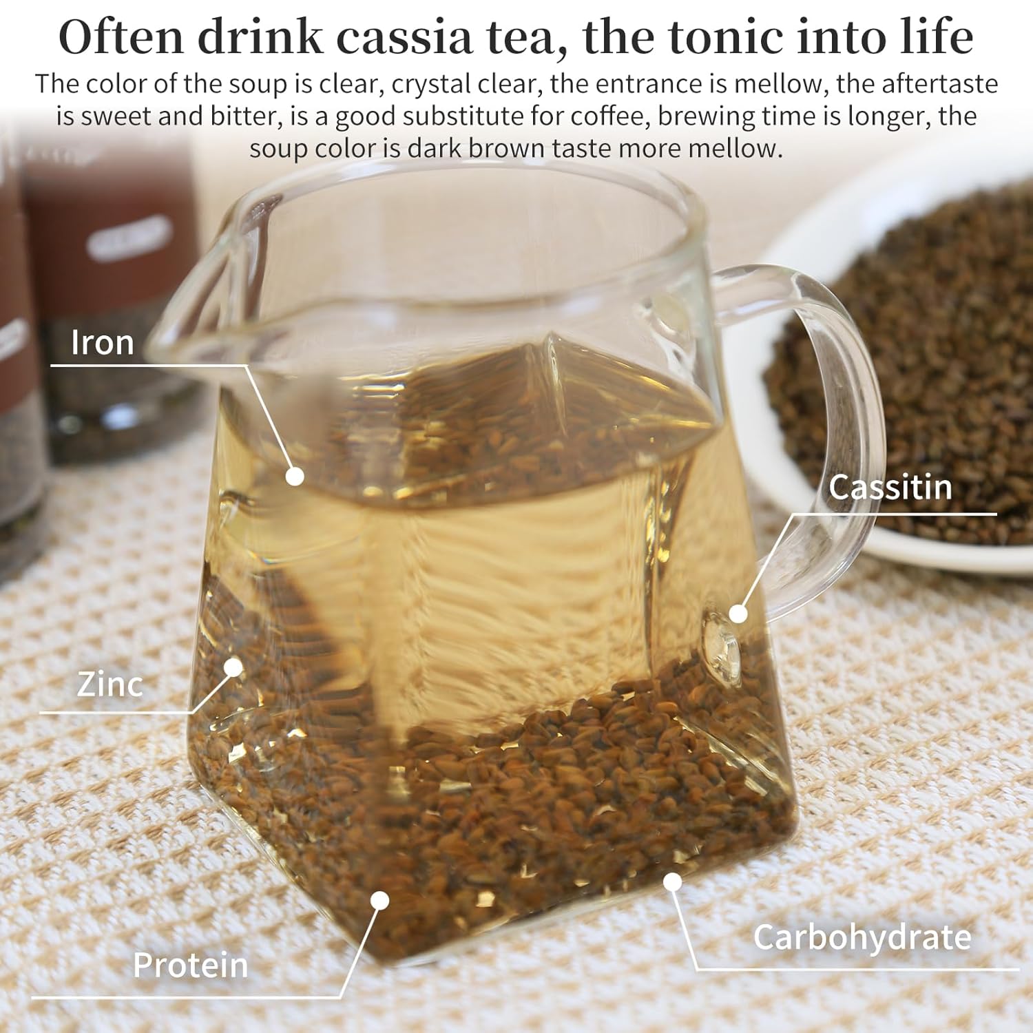 Natural Cassia Seed tea Cooked Cassia Seeds Roasted Cassia Seeds Jue Ming Zi No Sugar No Additives 决明子 决明子茶17.63oz/500g