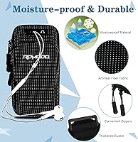 Vista 3 de Soporte para teléfono para correr, resistente al agua, para iPhone, Samsung y LG, 2 bolsillos, tamaño grande, banda elástica, bolsa de teléfono