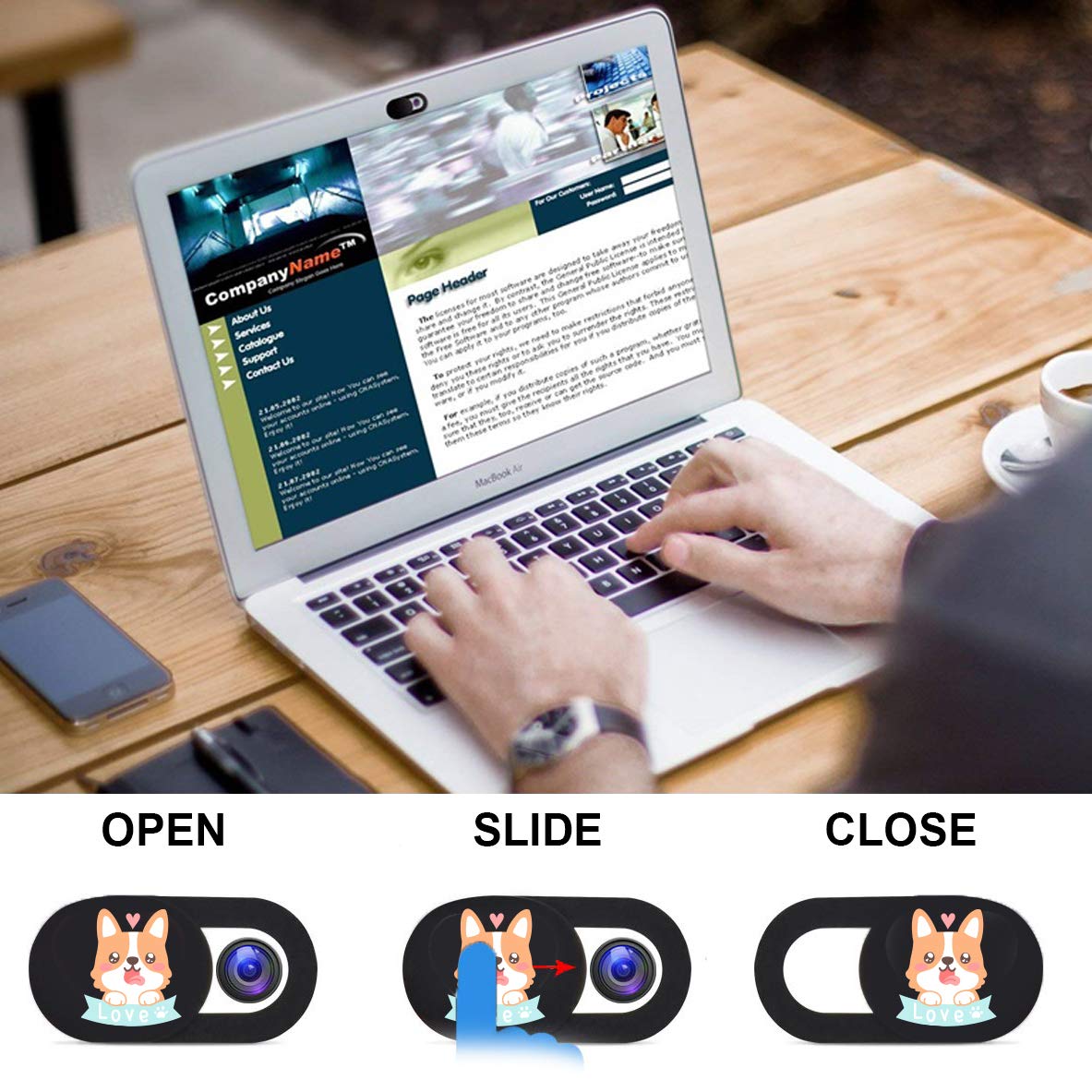 Pokrowiec na kamerę na laptopa, przesuwany, 3-pak, ultracienkie osłony na kamerę internetową do Echo Show, MacBook Pro, MacBook Air, iPada, tabletu, Mac Air, Chromebooka, PC - mops