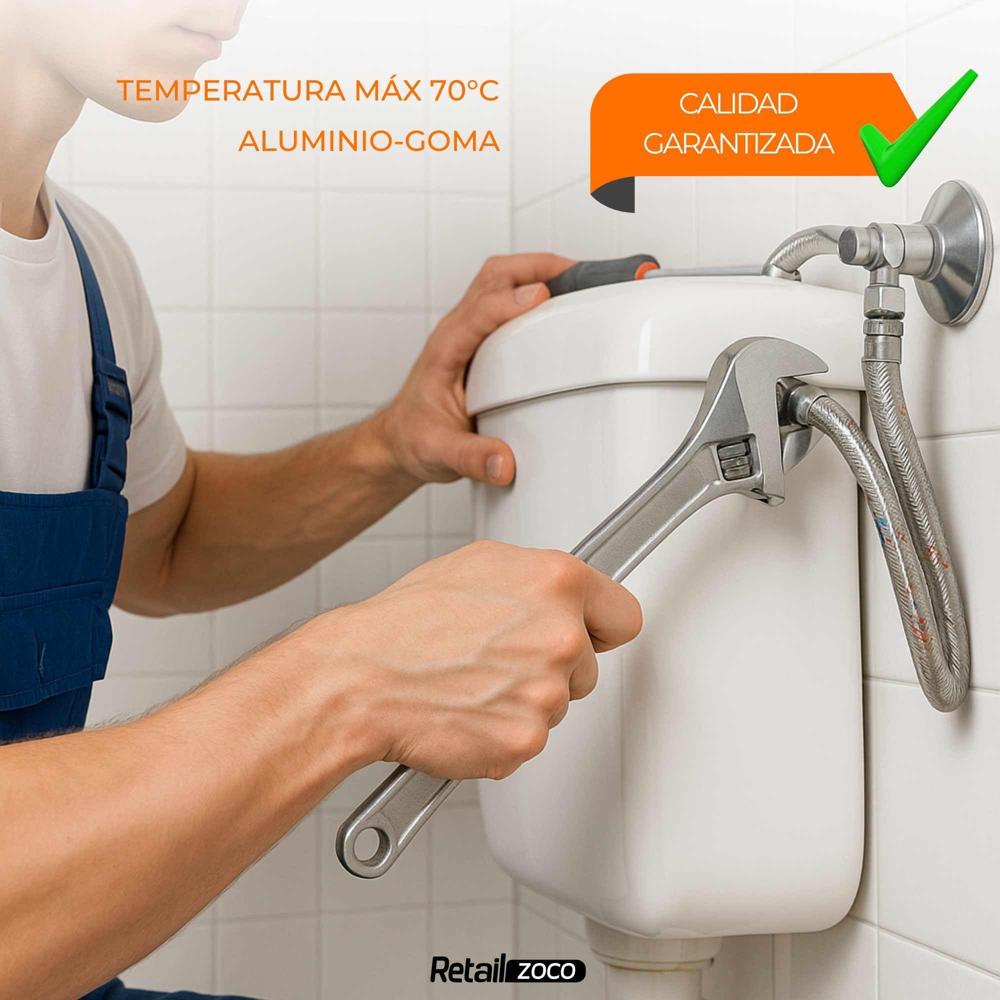 Latiguillo de Fontanería Hembra 3/8” x Hembra 3/8”, Longitud 50 cm - imagen 4