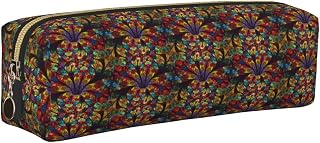 flower stained glass Print Pencil Case Adults Daily Office Supply Storage Pen Bag Stationery Organizer