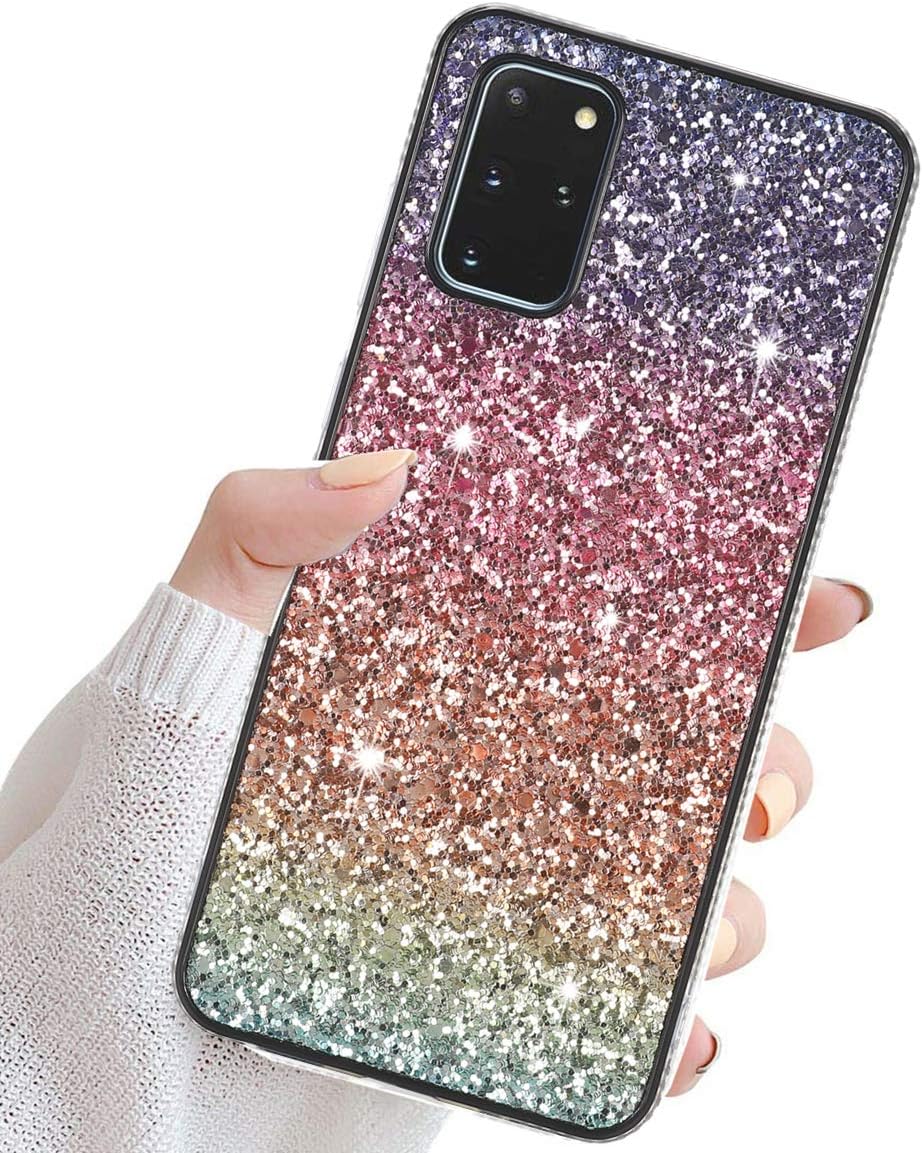 Galaxy S10 Case, Solomo Glitter Luxury Sparkle Rainbow Gradual Protective Case Cover with Bling Diamond Soft TPU Bumper for Samsung Galaxy S10 6.1 inch 2019 (Gradual Pink)