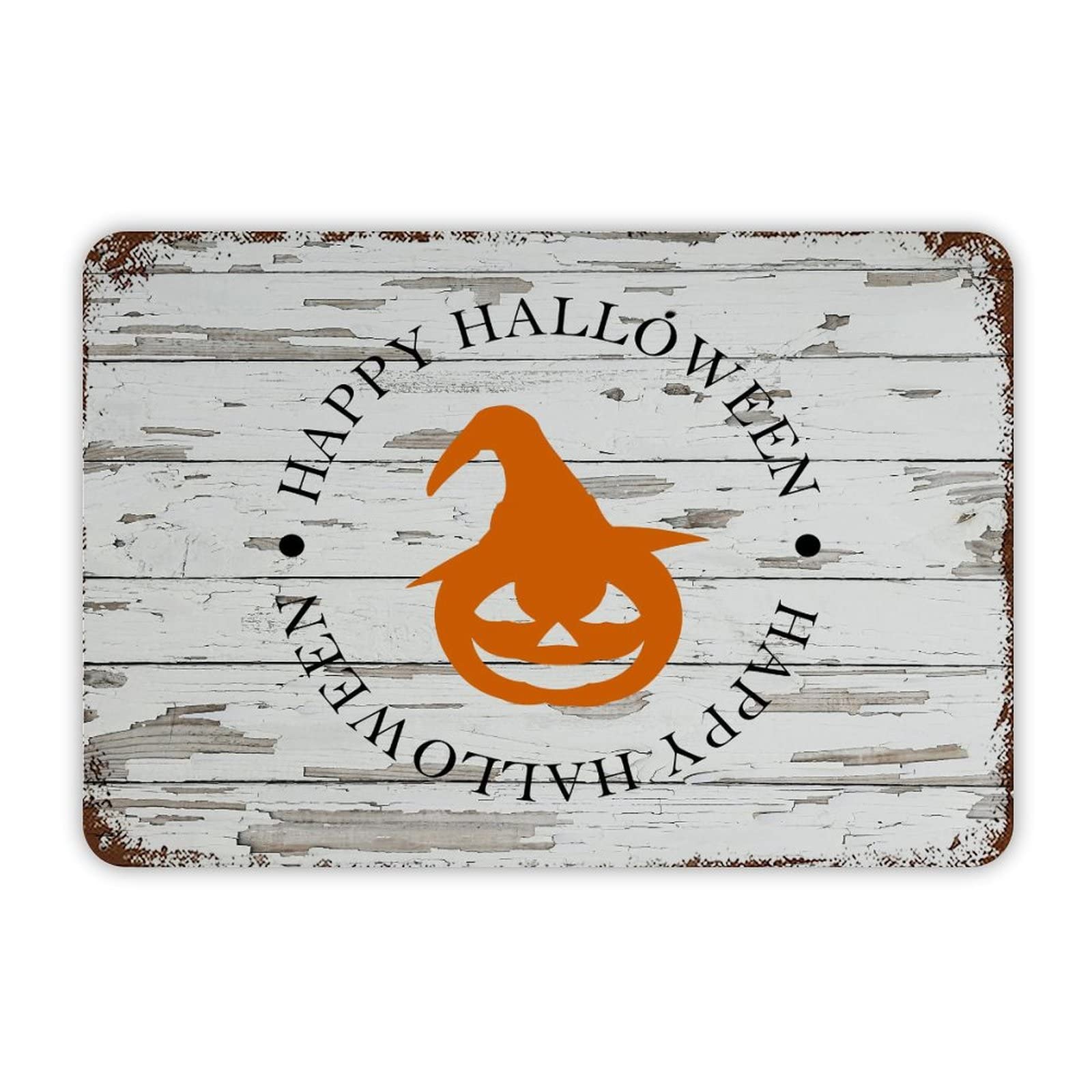 ENEDNATE Farmhouse Rustic Aluminum Sign Happy Halloween Pumpkin Metal Sign Retro Aluminum Tin Sign for Kitchen Bedroom Living Room Wall Art Door Hanger Home Decor Sign 8x12 Inch