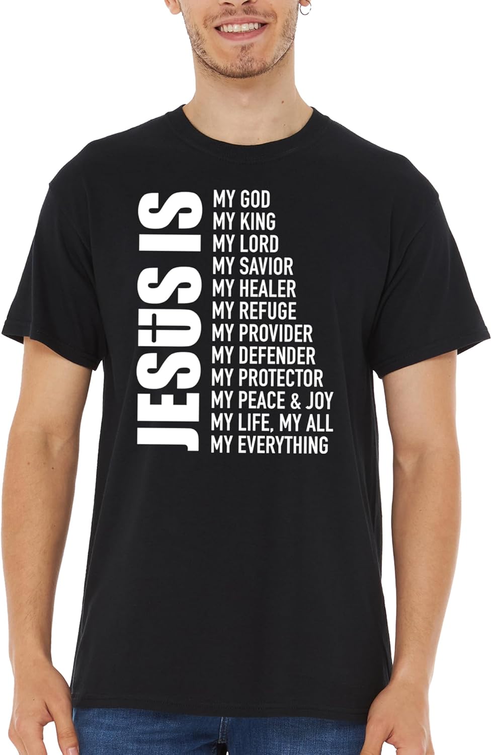 shop4ever® Jesus is My Everything My God My Lord My Savior Christian T-Shirt - Image 2