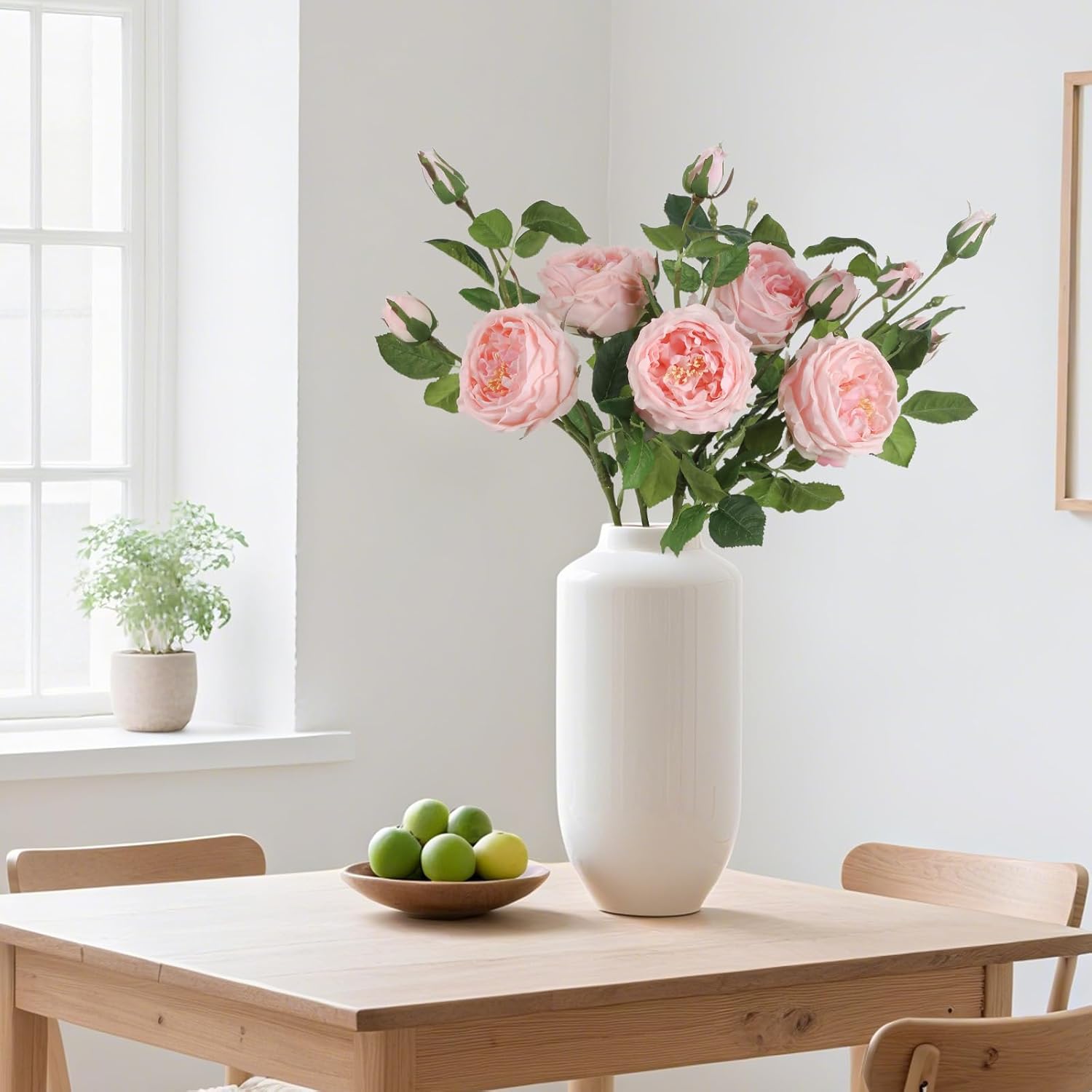 Real Touch Pink Austin Roses Peonies Artificial Flowers 4 Bouquets Latex Fake Peonies with Long Stem Realistic Faux Peonies Flower for Wedding Party Home Table Centerpieces Decorations (Pink)