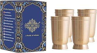 INDIAN ART VILLA Pure Brass Glass Tumbler, for Drinking Serving Water, Yoga & Ayurveda (Pack of 4, Matt Finish)