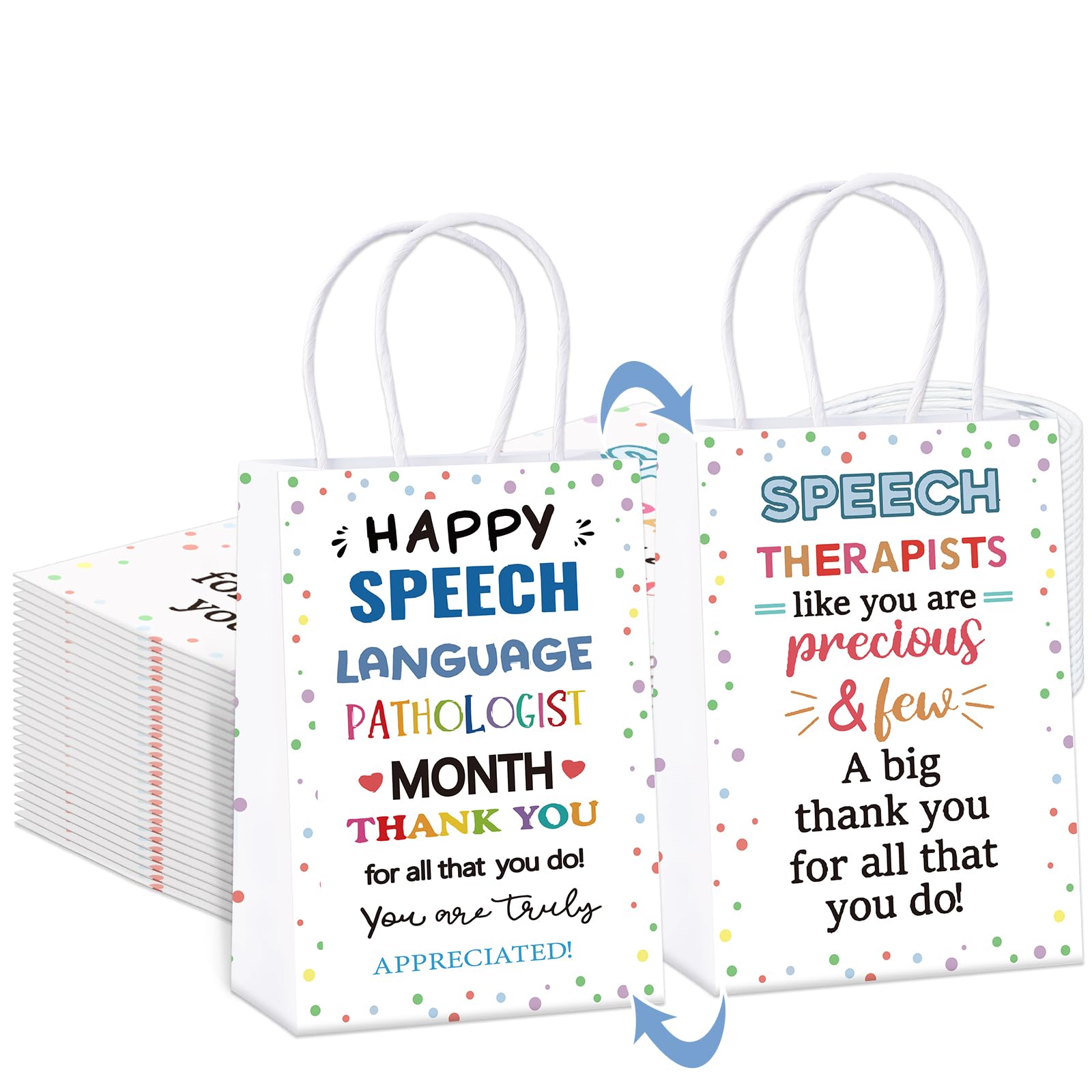 Gilprop 12 Pcs Speech Language Pathologist Gifts Bags SLP Month Thank You Gifts Bulk Speech Therapist Appreciation Treat Bags Double Side Coworker Therapist Party Favors Supplies SLP Decorations