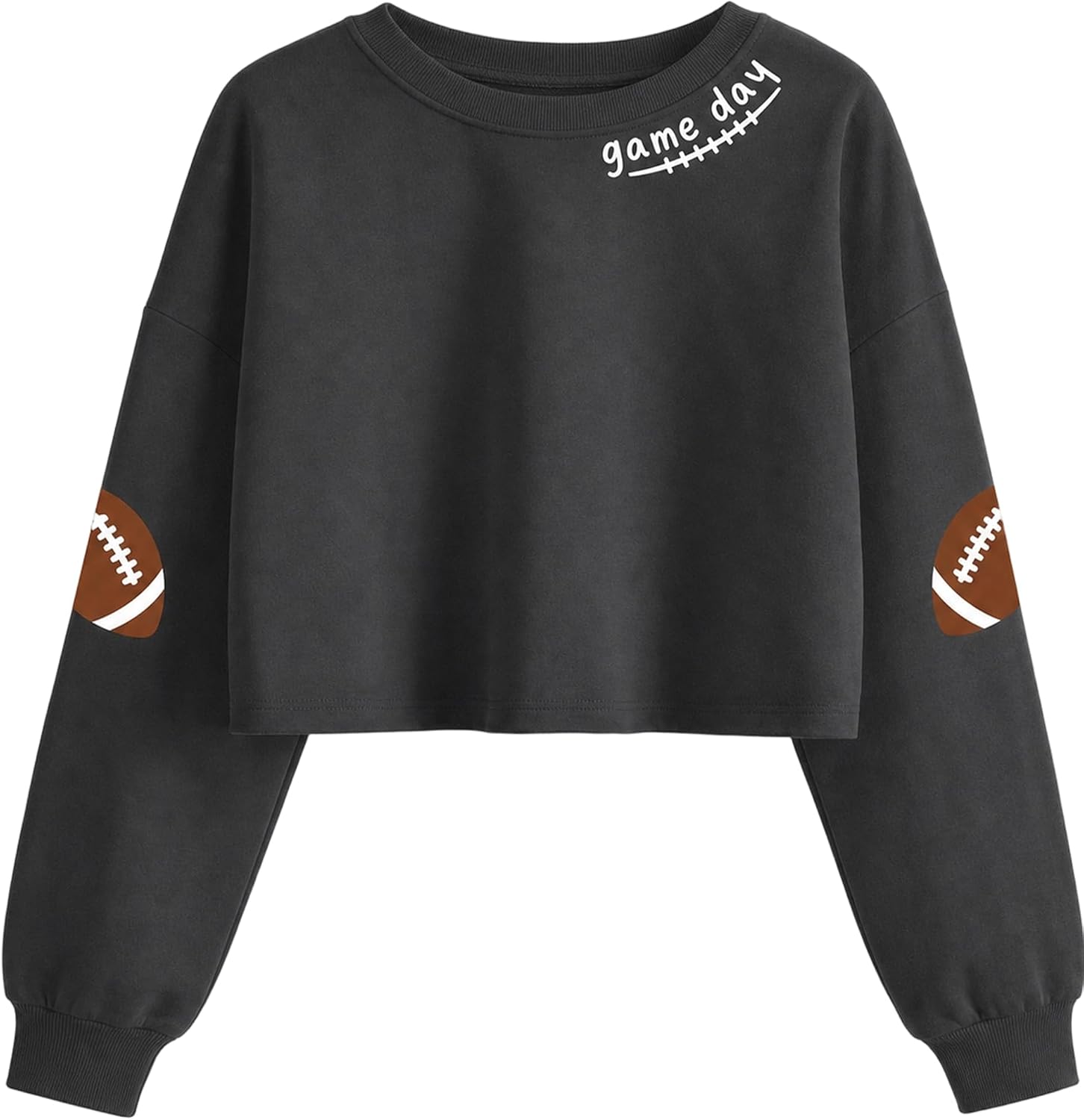 Game Day Cropped Sweatshirt Women: Football Sweatshirts Sport Fans Pullover | Fall GameDay Season, Football Graphic Long Sleeve Tops, 50% Cotton, Soft, Comfortable