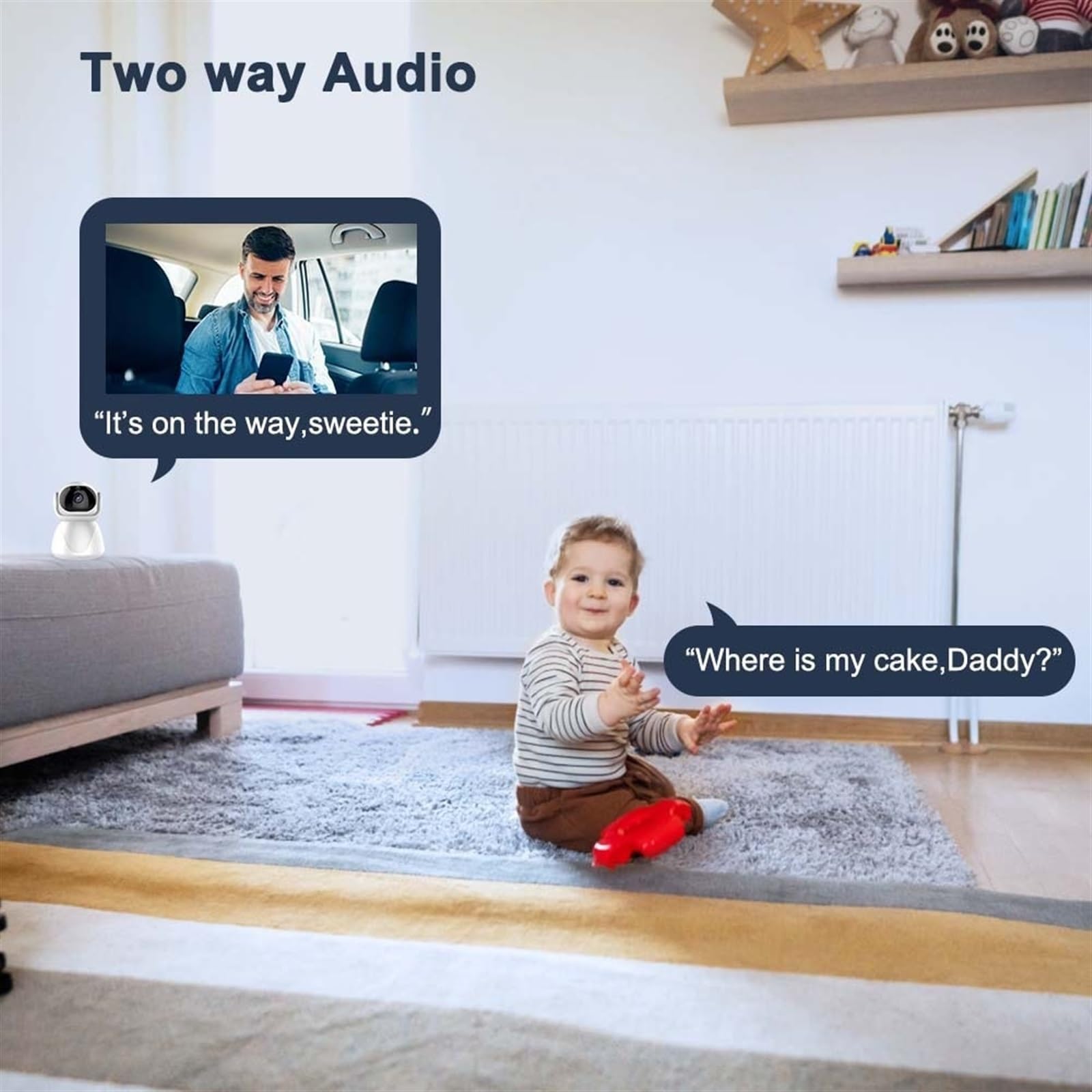 Home Security Camera Niania 2K Mini kamera Tuya inteligentna ochrona bezpieczeństwa kamery dla zwierząt 2.4G 5G automatyczne śledzenie kamera monitorująca wideo(1080P With 64G Card)