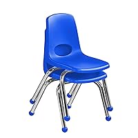 Vista 3 de FDP 15411-BL - Silla escolar apilable de 12 pulgadas, asiento apilable para estudiantes con patas de acero cromado y deslizadores de bolas