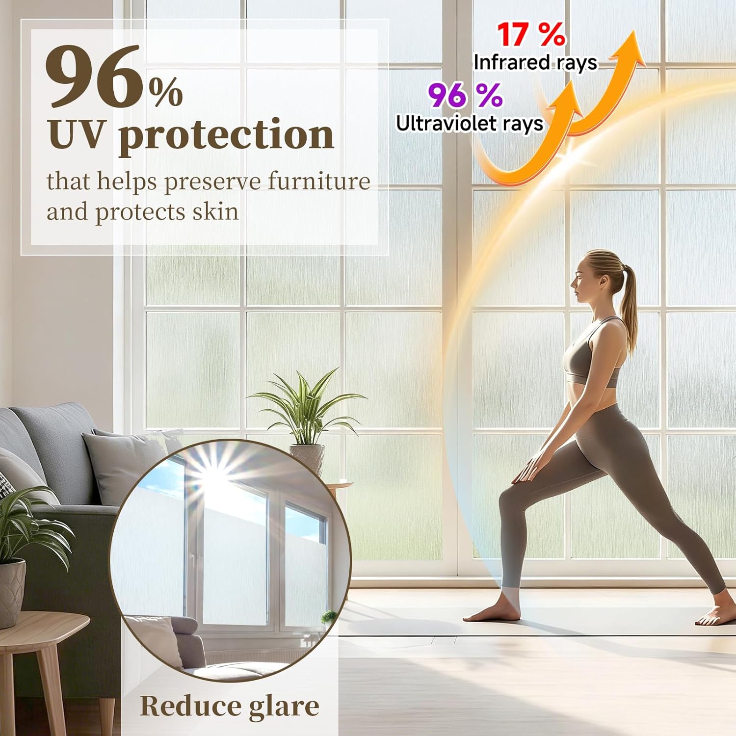 Frosted Window Privacy Film - Brushed Silver Static Cling Glass Film for Bathroom, Day and Night Door Privacy Film Window Cover to Stop Dog Barking, 23.6 x 78.7 Inch