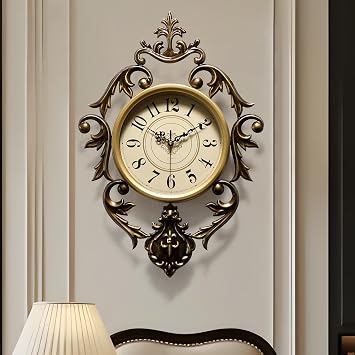 Vintage Wall Clocks Living Room,Elegant Retro Silent Wall Clock,Decorative Antique Victorian Wall Clocks Battery Operated for Bedroom Kitchen Entryway Office Decor 21"x15"
