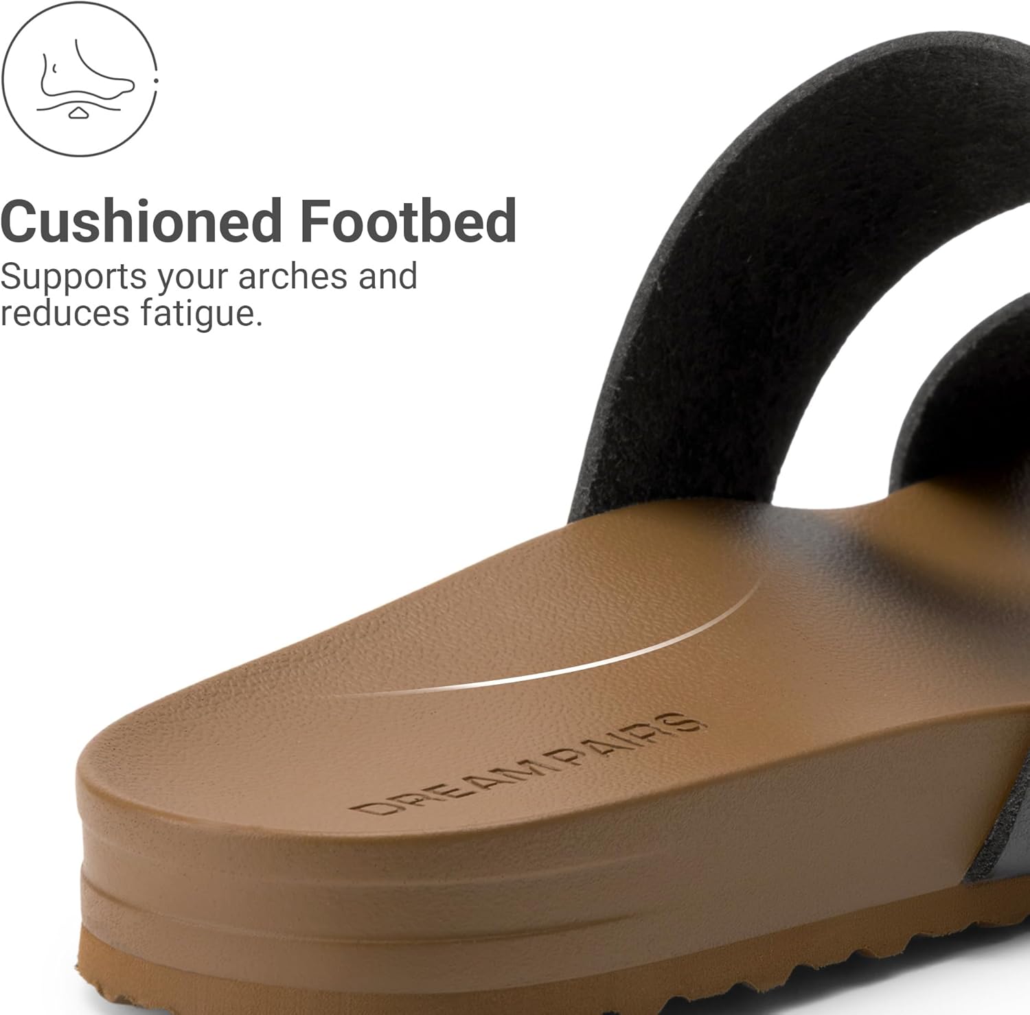 DREAM PAIRS Women's Open Toe Slides Sandals Comfortable Arch Support Footbed Two Strap Slip-on Fashion Casual Beach Vacation Lightweight Flat Sandals Summer for Women