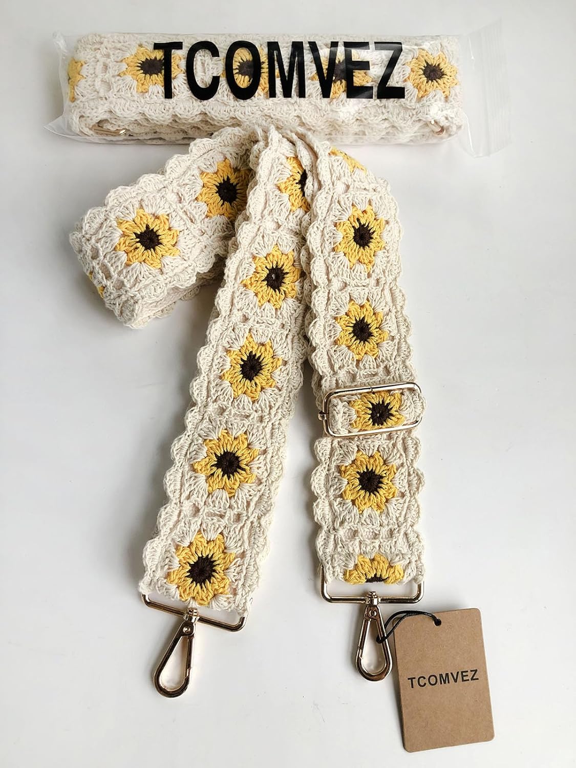 Crochet Floral Purse Straps Replacement Crossbody for Bag Shoulder Strap Women Adjustable Wide Handbag Straps (ivory) - Image 4