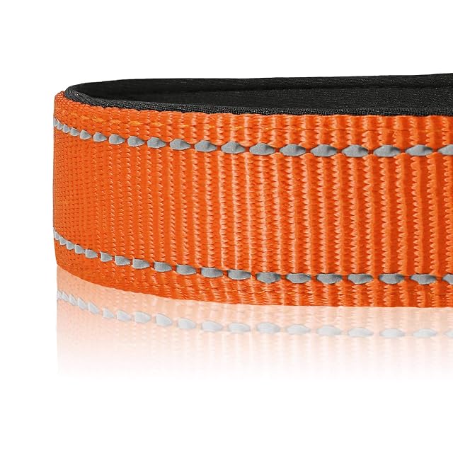 Foto 6 de 7 de HEELE Collar Perro, Collar Nylon Reflectante Neopreno Forrado Ajustable para Perro Grande, Naranja, L