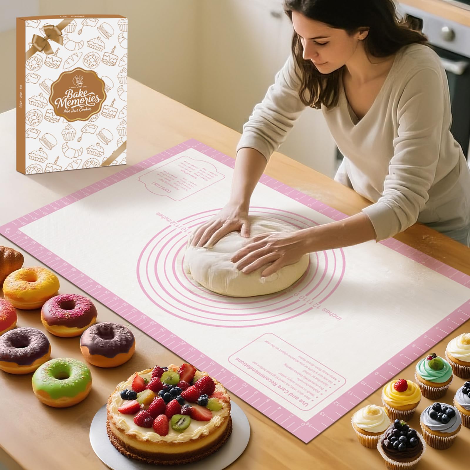 Antihaft-Siliocne-Gebäckmatte, extra große Silikonmatte zum Backen, Silikon-Teigmatte zum Rollen, Fondant-Matte, Kuchenkrustenmatte, Silikon-Brotbackmatte
