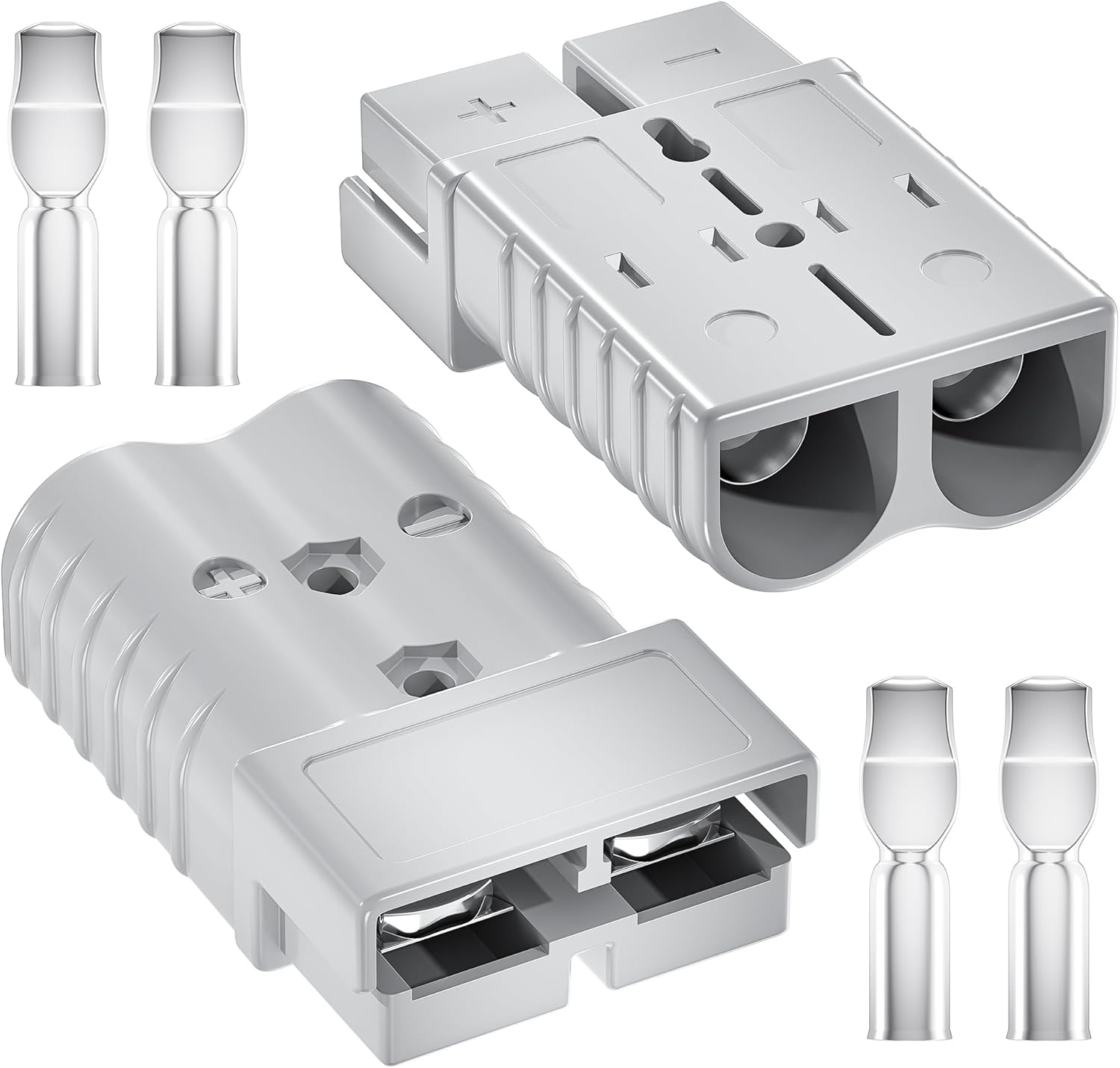 175A Quick Connect Battery Connector Kit, Genderless Plug for 1/0 AWG Wire, 2 Pack Red Housing, Suitable for Car, Trailer, Winch, Forklift, Trolling Motor