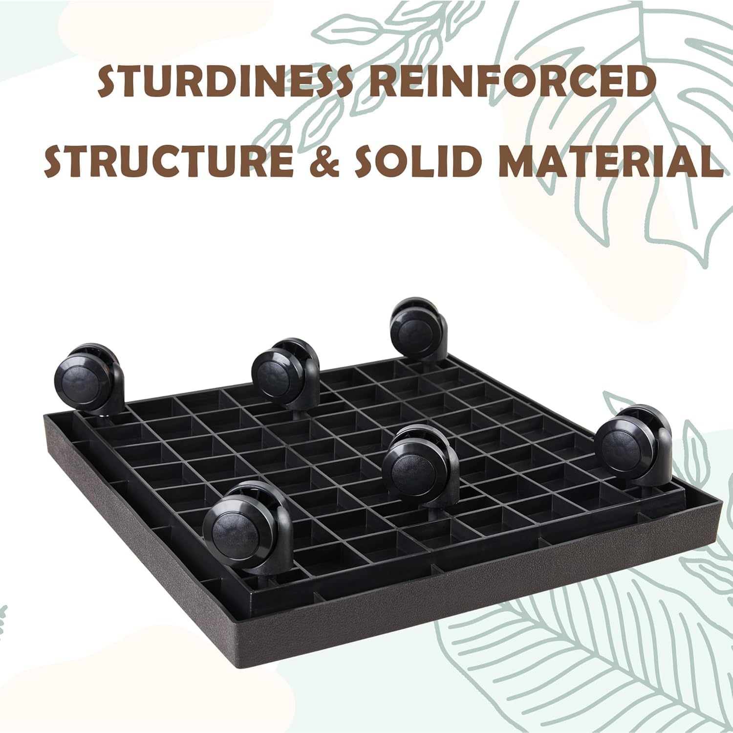 14.2 INCH Plant Caddy for Outside,Outdoor Square Planter Caddies for Patio Backyard Use, Rolling Saucer with Wheels, Heavy Duty Wheeled Planter Stand for Potted Plant, Brown