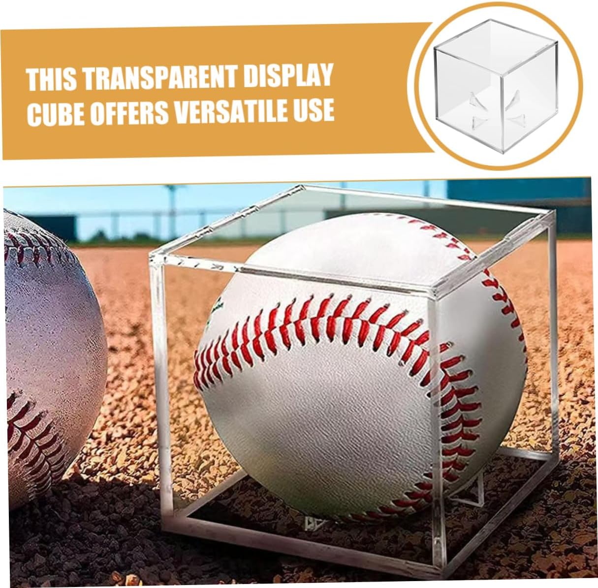 Tofficu 3pcs Acrylic Baseball Display Case Cube with Stand Storage Box for Signed Balls Collectible Memorabilia Protection in Sports Collection