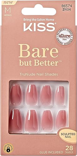 Kiss Bare But Butter Artificial Stick on Nails 28-Piece Set, Nude