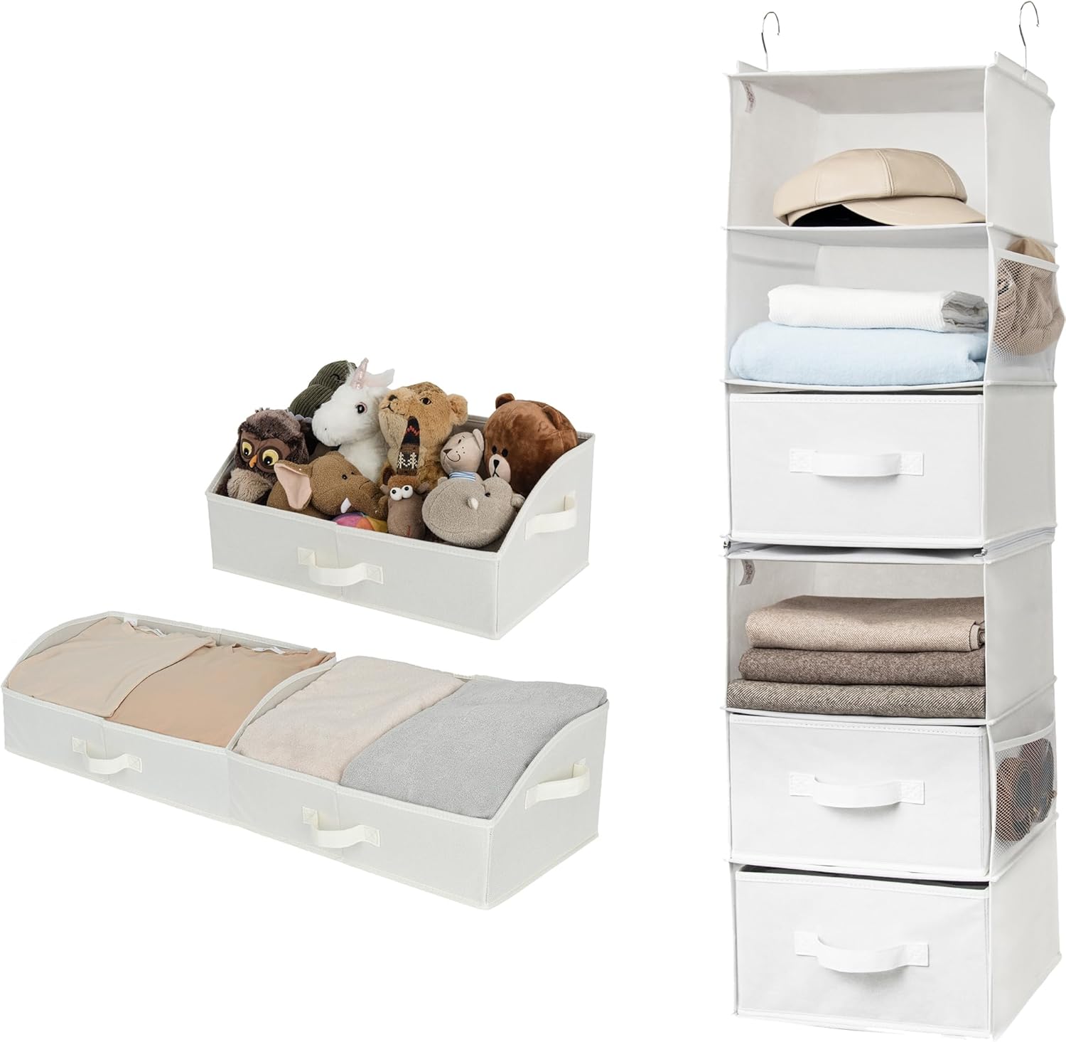 GRANNY SAYS Bundle of 1-Pack Hanging Clothing Organizer & 3-Pack Trapezoid Storage Bins for Clothes