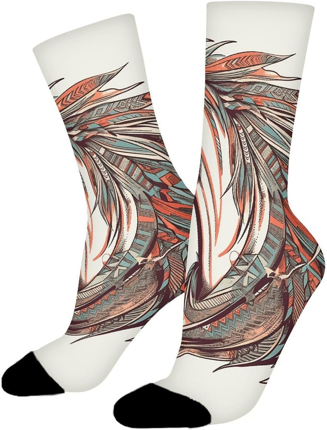 Moisture Wicking Socks, Breathable, Lightweight Crew Sock, Casual | Cupid Arrow Love Horse Work Socks for Women Men, Elastic Soft Boot Socks for Travel, Seamless