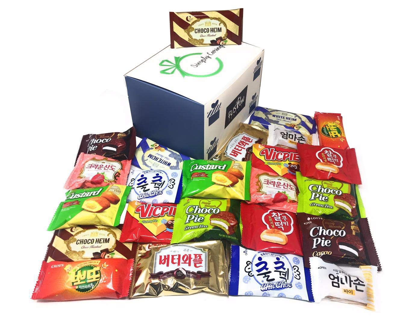Fusion Select Excellent Korean Snack Box 24 Count Individual Wrapped Essentials Sample Packs of Snacks, Cookies, Treats for Kids, Children, College Students, Adult and Senior treat Asmr Food
