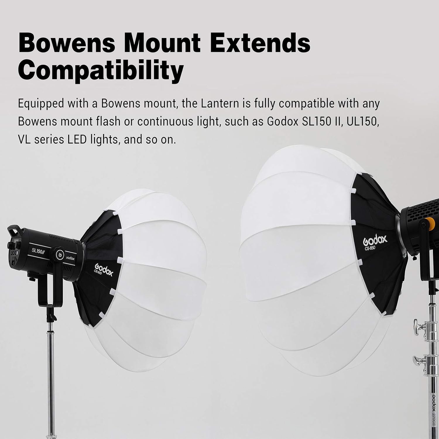 Godox CS-65D Lantern Softbox,Bowens Mount,Quick-Install 65cm Collapsible Globe Softbox for Photo Portrait Studio Video Continuous Lighting Photography
