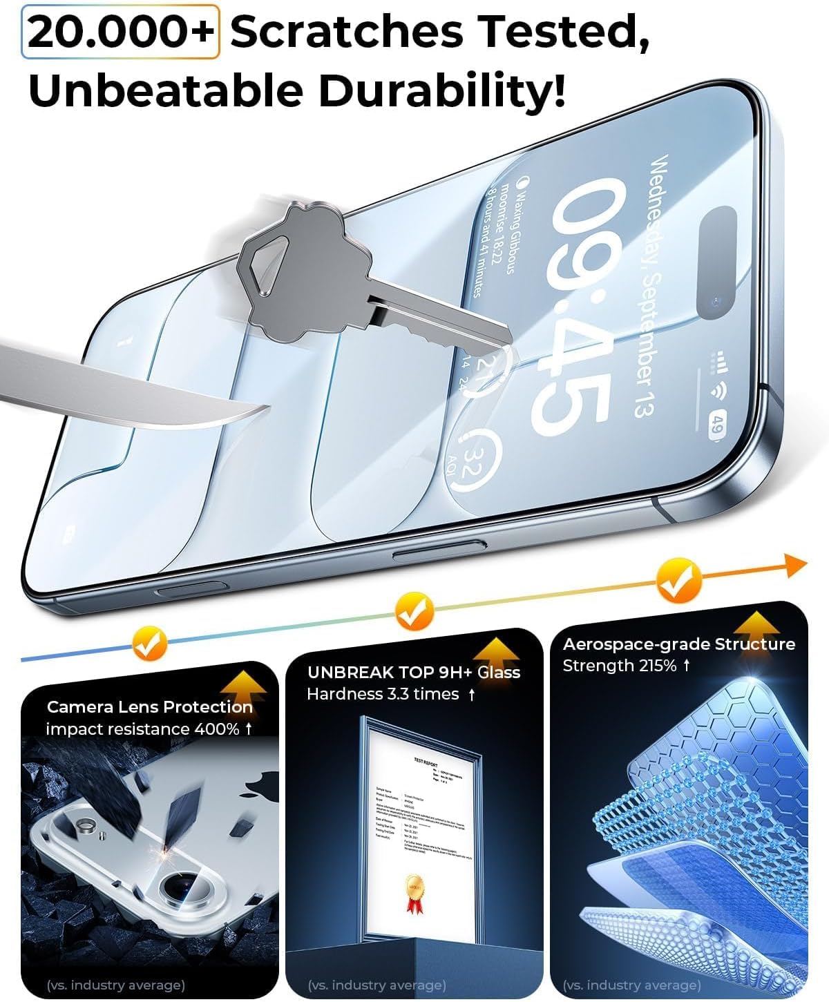 MRGLAS TOP 9H+ Glass 2+2 Packs for iPhone Air Privacy Screen Protector with Camera Lens Protector [Zero Bubble][10X Military Protection] 17 Air 6.5" Tempered Glass Full Edge Coverage,Case-Friendly