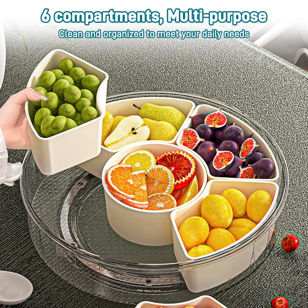 Contenitore per snack con scomparti, 28 cm, con coperchio, per spinner e snack, con scomparti, con coperchio, adatto per conservare caramelle, biscotti, frutta
