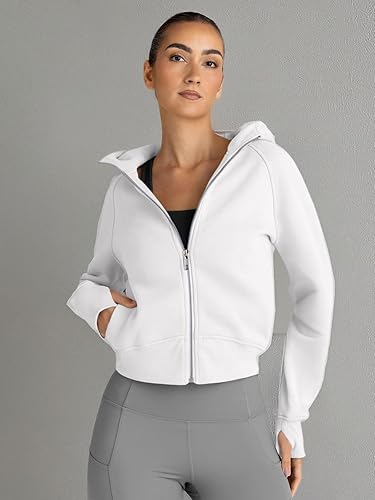 Miniatura 6 de Trendy Queen - Sudaderas con capucha y cremallera para mujer, sudaderas cortas de vellón, trajes de otoño, estilo informal, cómodas, Y2K, ropa de