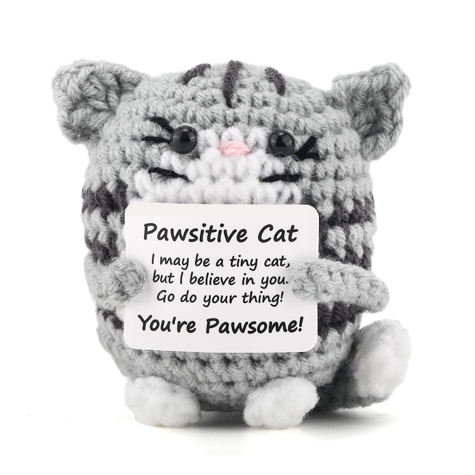 Muiltvoe Positive Gifts, Positive Cat, Emotional Support, Cat Positive Crochet Animals, Pocket Hug, Christmas