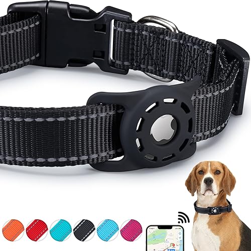 Miniatura 16 de Collar reflectante para perro, compatible con AirTag, collar de nailon para perros pequeños, medianos, grandes y extra grandes