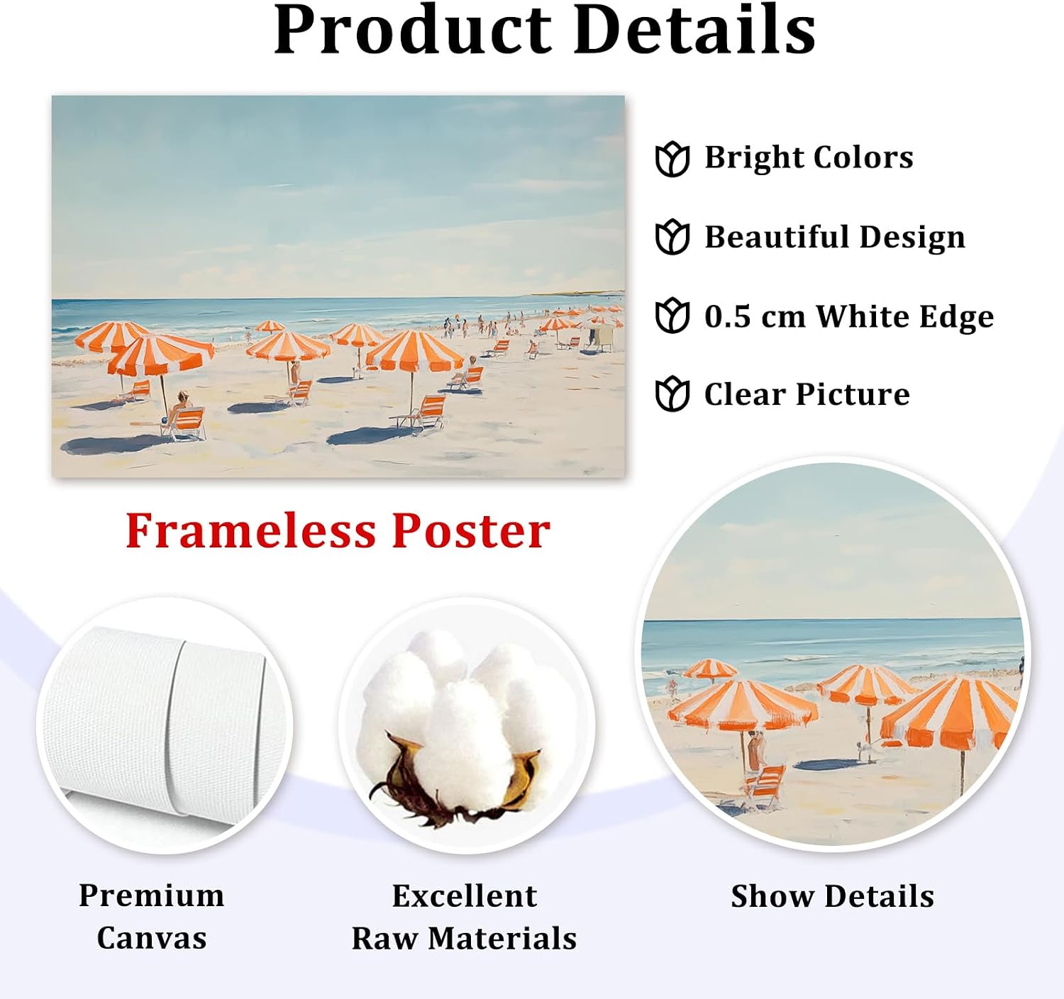Beach Umbrella Wall Art Preppy Summer Pictures Abstract Ocean Print Trendy Coastal Wall Art Summer Beach Posters Aesthetic Coastal Prints Ocean Landscape Pictures for Living Room 16x24in Frameless