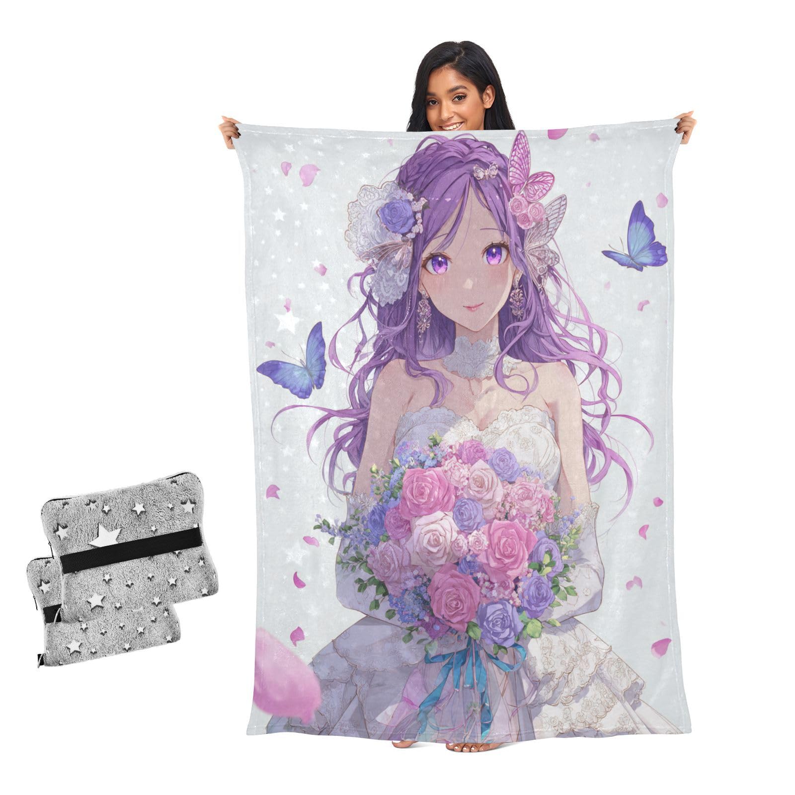 Couverture pour femme violette contre le froid sur le canapé