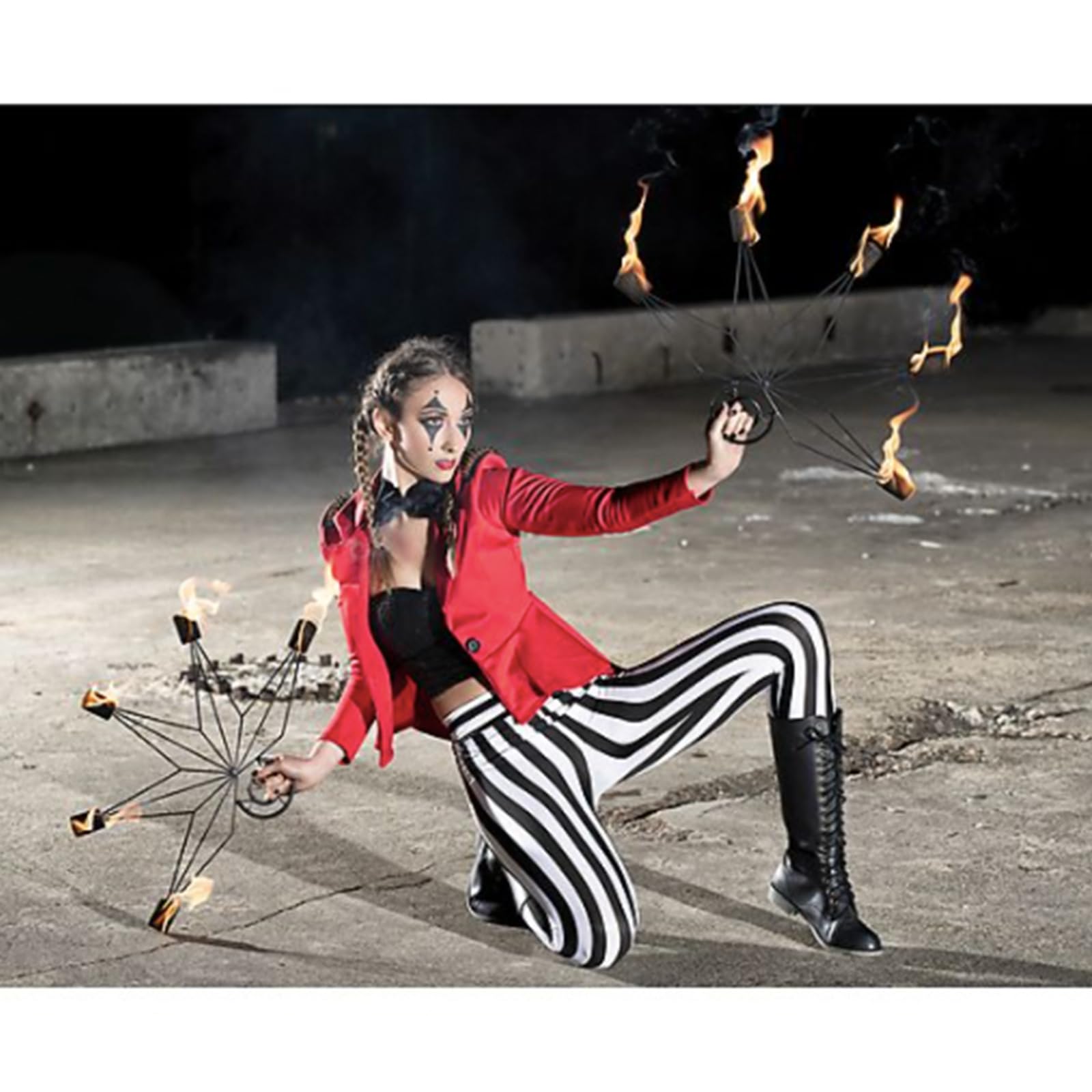 Ventole antincendio per danza – Ventole di fuoco nautiche con 5 stoppini in fibra di kevlar in fibra di loto tessuta aramidica, attrezzatura da ballo per spettacoli di spinning, set di 2