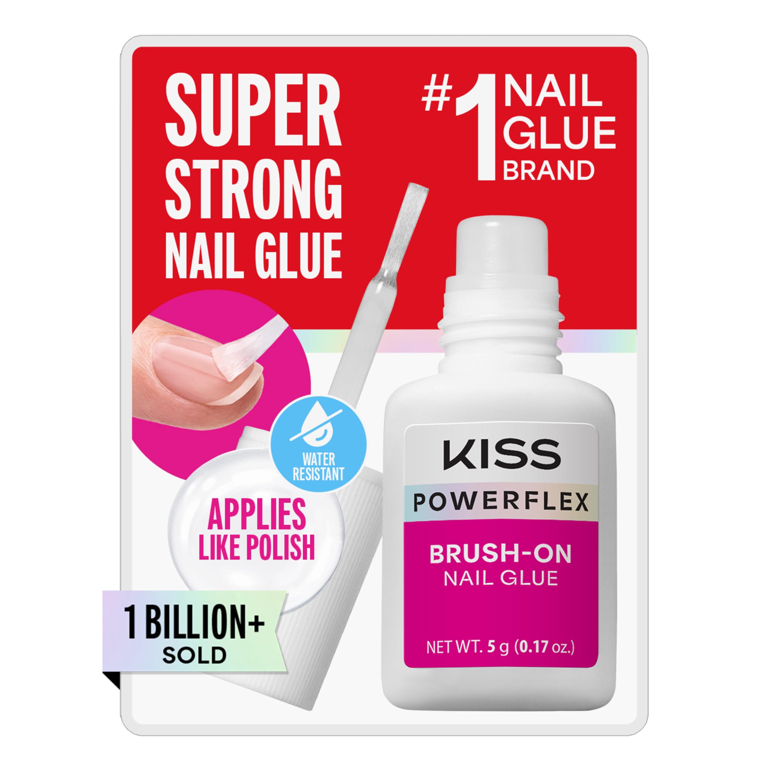 KISS Powerflex Brush-On Nail Glue, Flex Formula for Ultra Hold of False Nails, Instantly Repairs Breaks and Tears