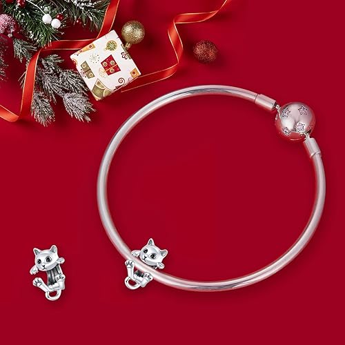 Miniatura 3 de VOROCO Dije de mariposa y libélula y gato para pulsera, colección de animales, cuentas y dijes para mujeres y niñas, dije de plata de ley 925 y