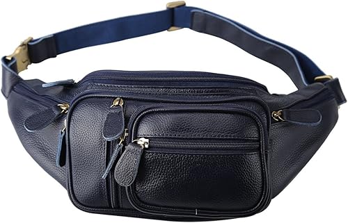 Amazon チョウギュウ 潮牛 ポケット多数 ウエストバッグ メンズ 本革 ウエストポーチ ヒップバッグ 2way ボディバッグ 柔軟牛革 大容量 ネイビー ウエストバッグ