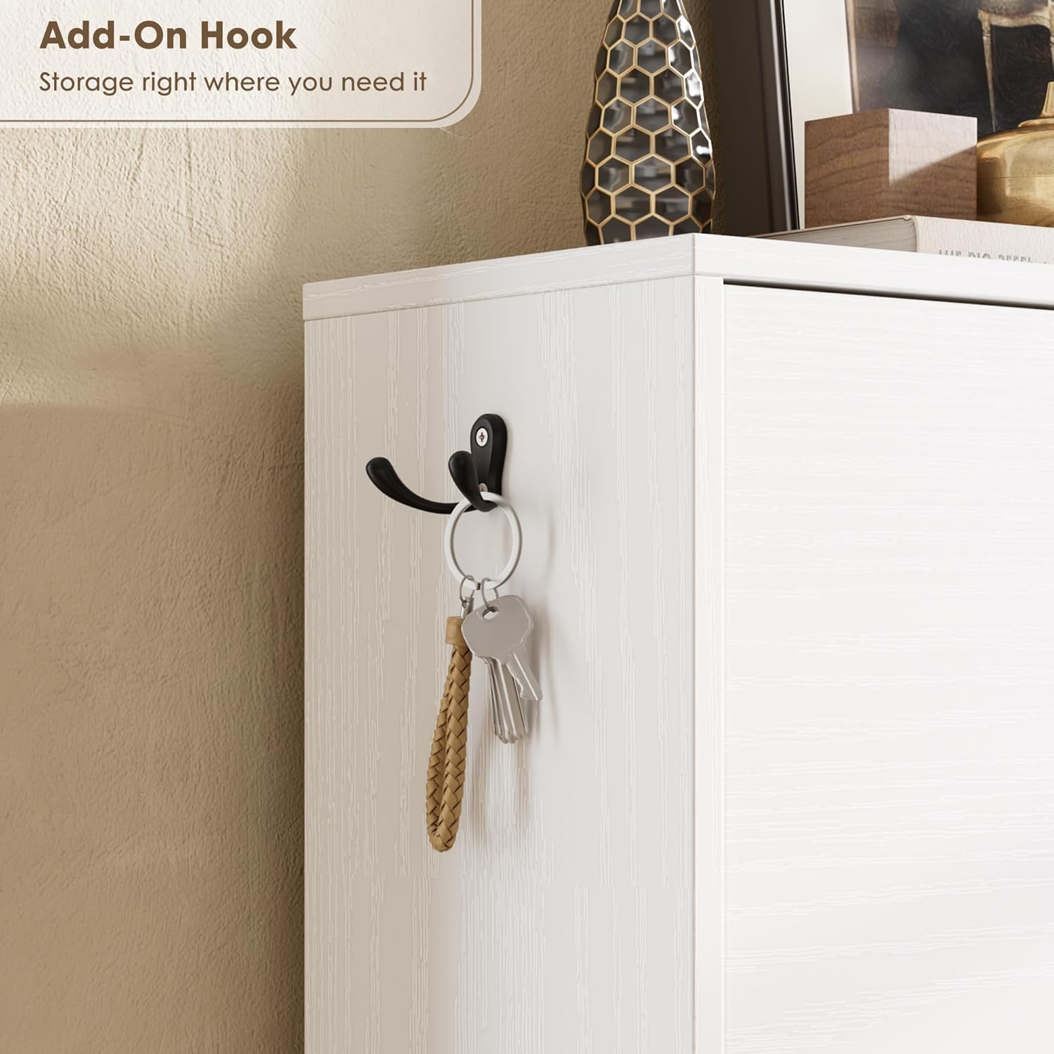 Nicetree Shoe Cabinet with 2 Flip Drawers, Narrow Shoe Organizer Cabinet, Freestanding Shoe Rack Cabinet, Morden Shoe Storage Cabinet for Entryway, Hallway, Foryer, White
